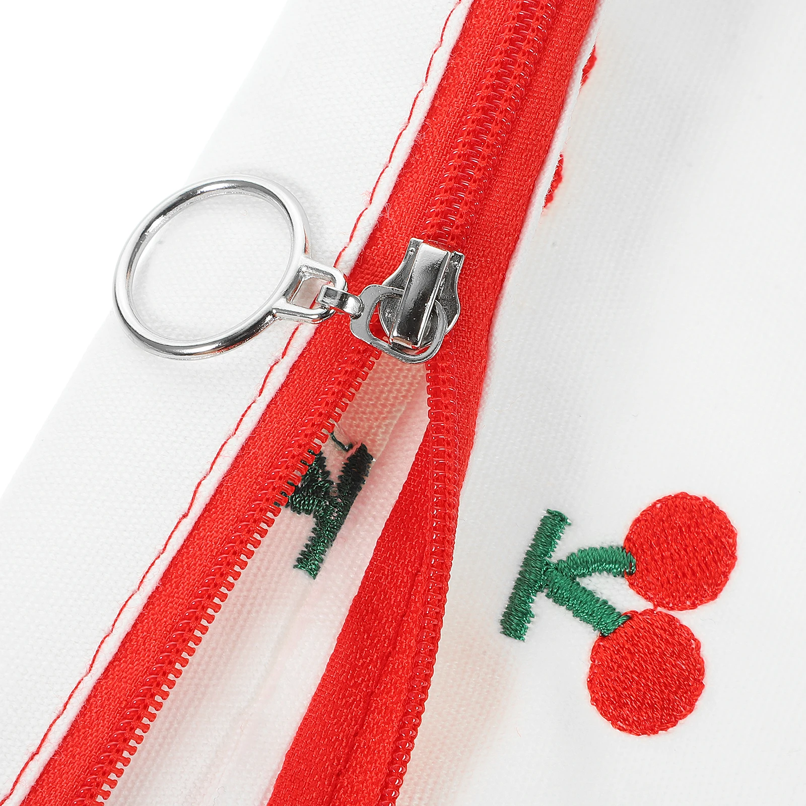 

Cherry Embroidered Clutch for Women Small Makeup Pouch Organizer Zipper Travel Bag Durable Fabric Coin Pouch Portable
