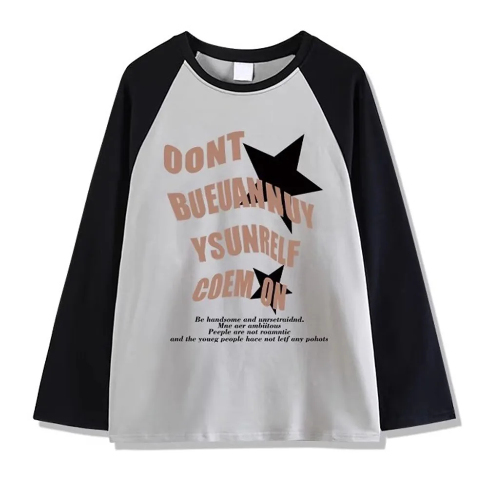 

Women Loose Lazy Style Printed T-shirt O-neck Raglan Long Sleeves Outerwear Tops