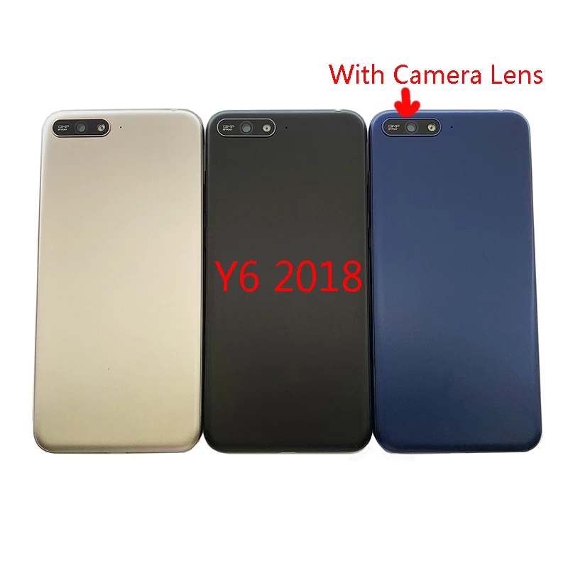 For Huawei Y6 2018 Y6 Prime 2018 Back Battery Cover Panel Rear Door Housing Side Key Camera Lens  Repair Parts