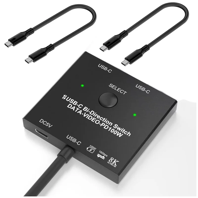 

B04C-Bi-Directional USB C KVM Switch 1X2/2X1 KVM Switch Splitter 100W Charging+10Gbps Data+8K Video Transfer For 2 Laptops Monit