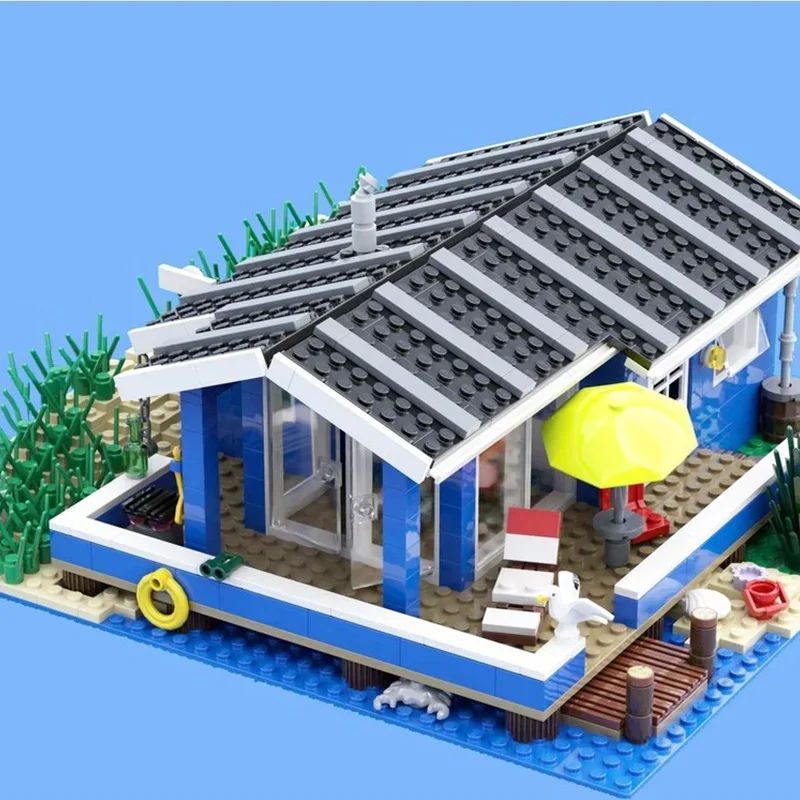 1083 pièces MOC – Modèle de maison d'été danoise modulaire – Blocs de construction – Cadeaux de Noël – Jouet éducatif DIY pour enfants
