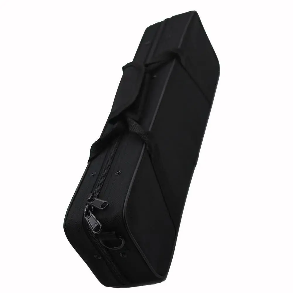 Black Canvas Flute Bag for 16/17 Holes Padded Soft Case with Adjustable Strap for Handheld Or Shoulder Carry Carrying Case