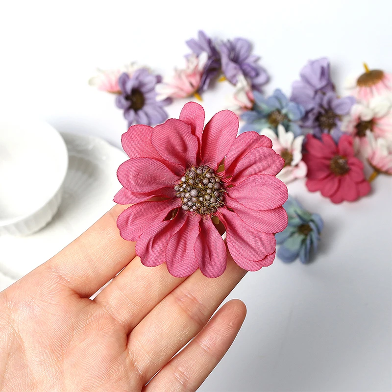 5/10/50 pz margherita fiori artificiali testa seta fiori finti decorazione di nozze decorazioni per la casa fai da te ghirlanda regalo ghirlanda