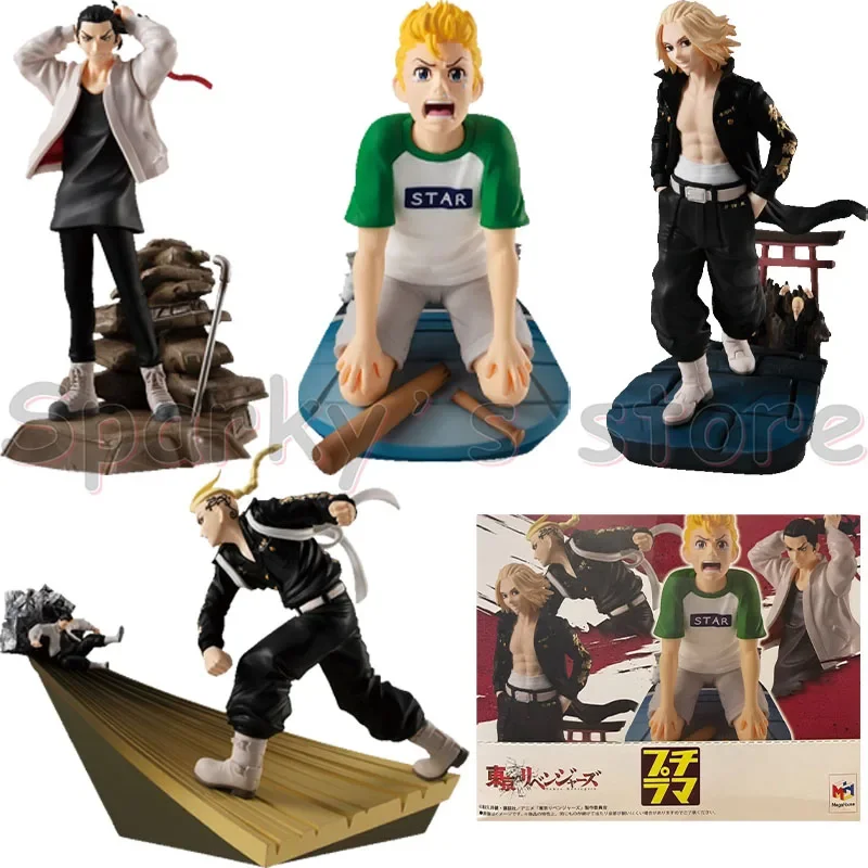 Megahouse Original PETITRAMA Tokyo Revengers Anime Figure Sano Manjiro Draken Action Figure Toys For Kids Birthday Gifts Model