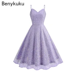 Spaghetti Strap Lace Up Sequins Vintage Dresses Sexy V Neck Ladies Evening Birthday Party Luxury Prom Dress 2025 Womans Clothing
