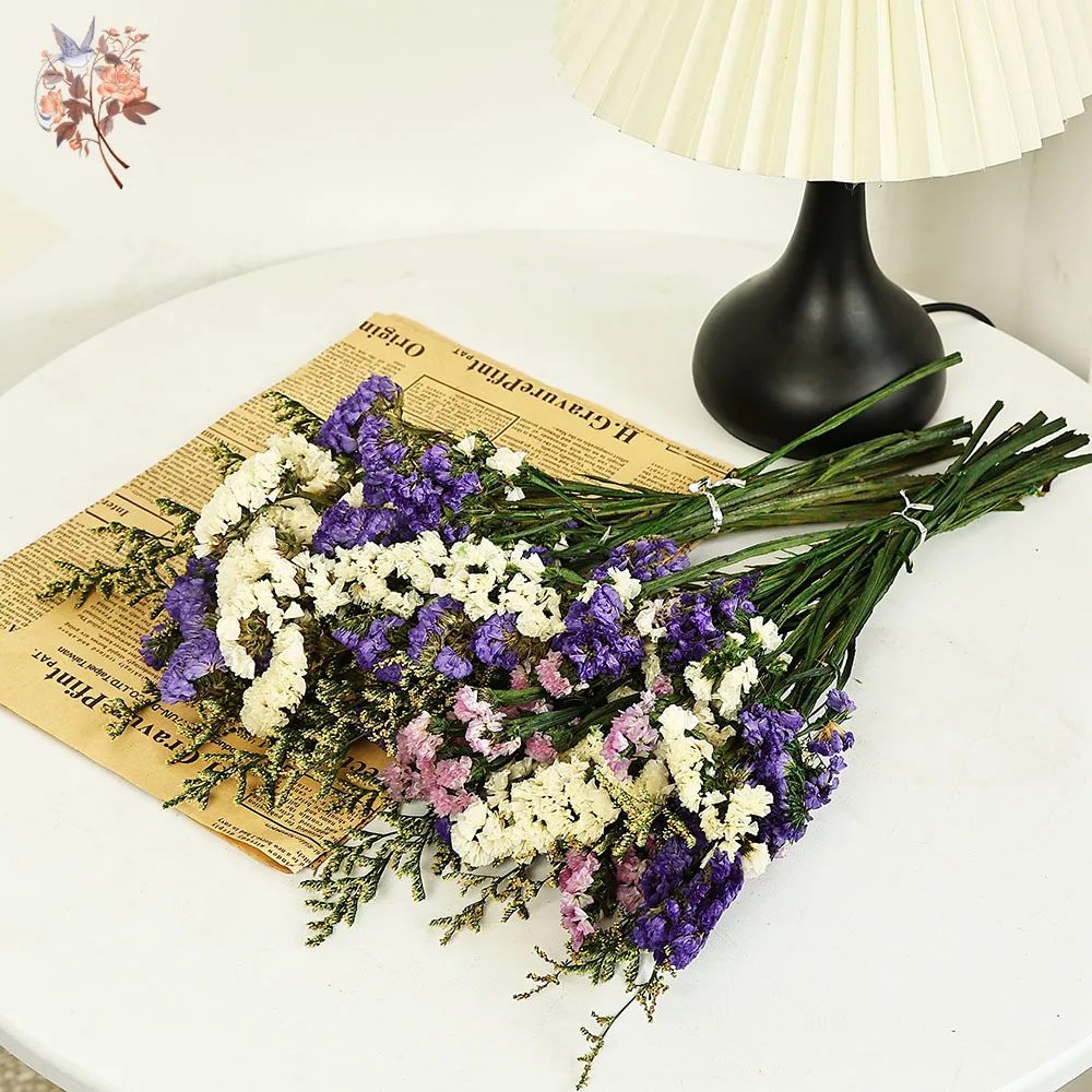 100g Natural Real Forget-me-not Flower Bouquet Mix Limonium Grass for Couple Girlfriend Romantic Gifts Dried Plants Bundle Decor