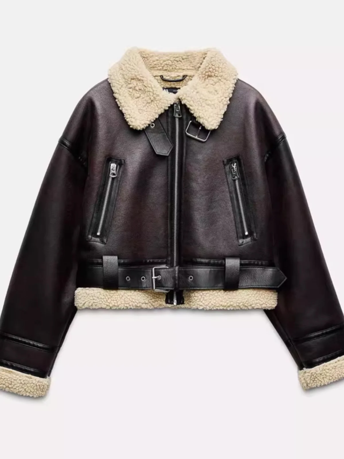 

Цвет красного вина или Fce на подкладке из меха ягненка Байкерский хлопковый тюре женское теплое всесезонное пальто с воротником-стойкой и застежкой-молнией