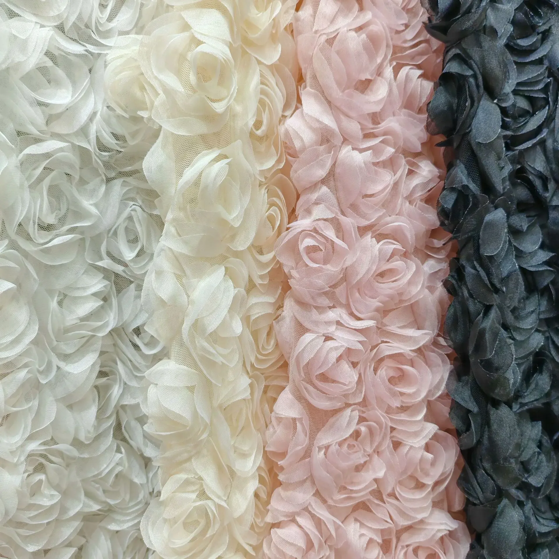 

3D большая ткань с вышивкой розы, сетка, ткань для свадебной одежды, дизайнерская ткань для шитья своими руками W252