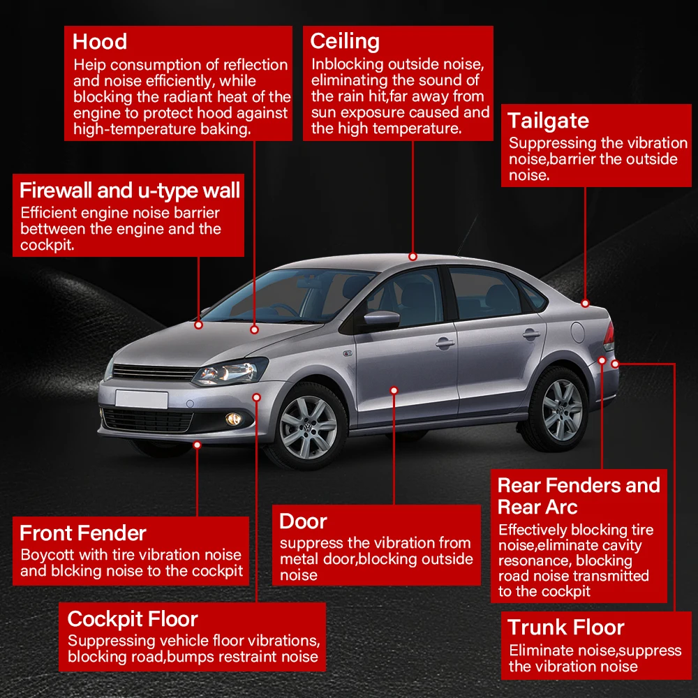 1m x 50cm deadener som à prova de ruído isolamento amortecimento adesivo de isolamento térmico capô do carro motor firewall tapete de calor
