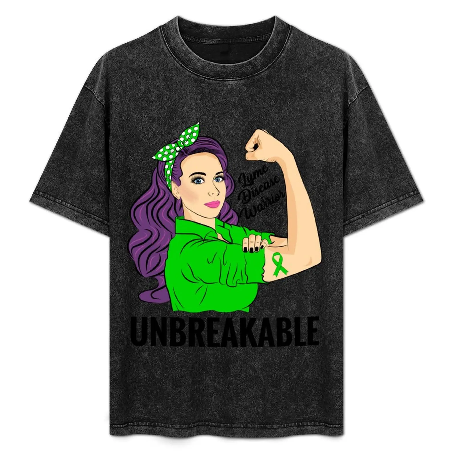 

Lyme Disease Warrior Unbreakable Awareness Support T-Shirt Abstract Pattern Print Top