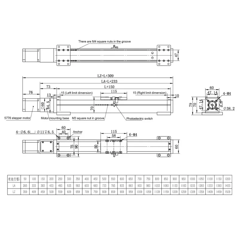 RXSN60 Binario di guida lineare CNC Design chiuso antipolvere Braccio robotico Binario di guida lineare Modulo lineare con vite a ricircolo di sfere