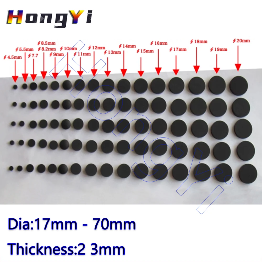 Dia 17mm-70mm Round Self Adhesive Backing Silicone Rubber Furniture Pads Anti-Slip Shock-Absorbing Cushion Cabinet Feet Spacer