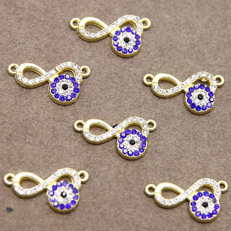 10pcs Double Hole Infinite Connector Turkey Evil Eye Jewelry Making DIY Bracelet Necklace Accessories Supplies