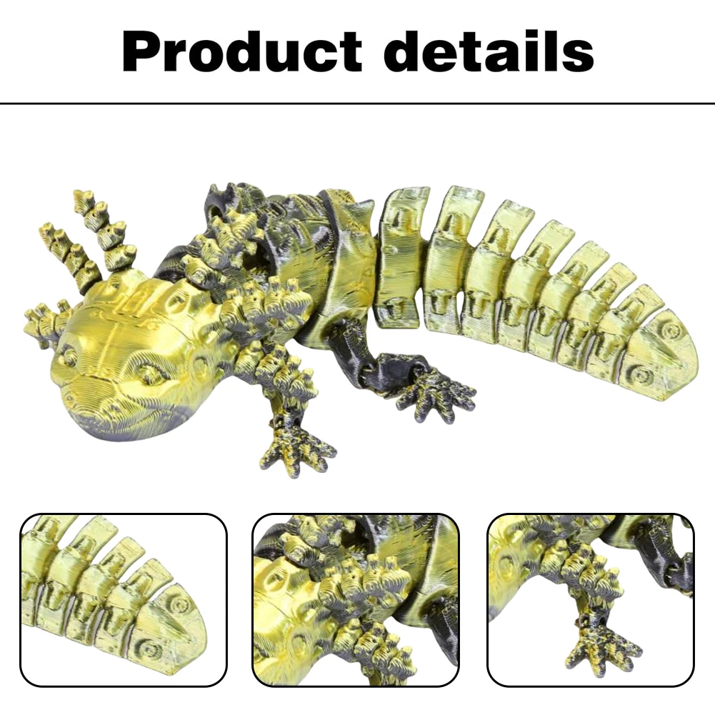 Estatueta mecânica articulada axolotl colecionável axolotl articulada 3d impresso animal para alívio do estresse decoração de casa