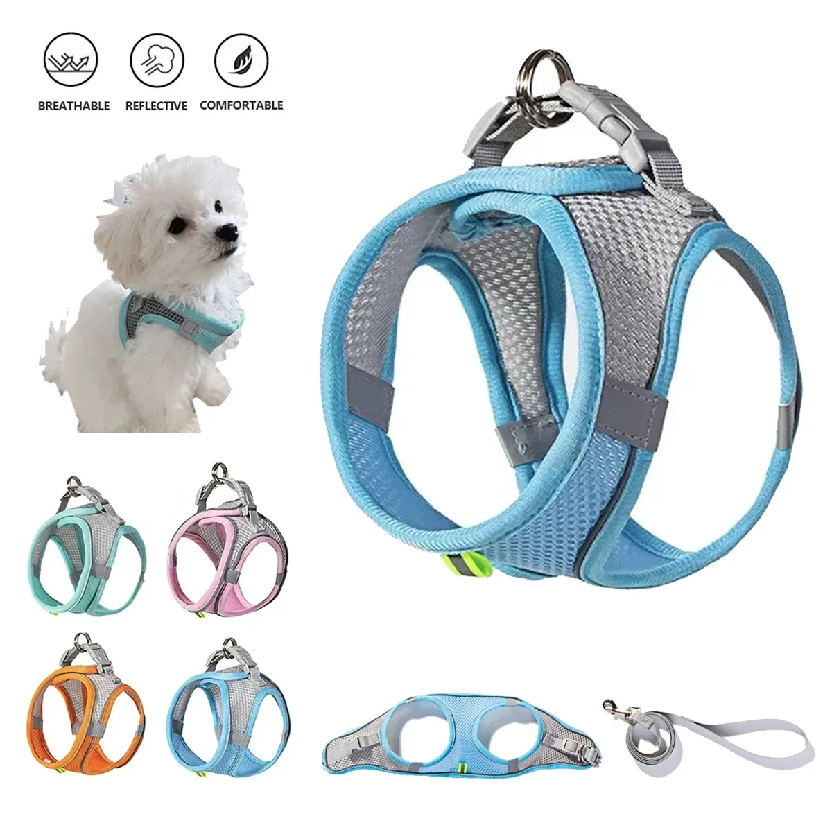 

Cat Harness W/ Reflective Pet Comfortable&Breathable Adjustable Dog Leash Chest Vest Kitten Harness Collar for Cats Accessories