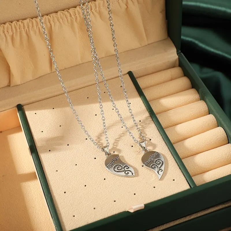 2 pezzi collana placcata argento antico alla moda madre bella figlia combinazione per amore genitore figlio stile gioielli