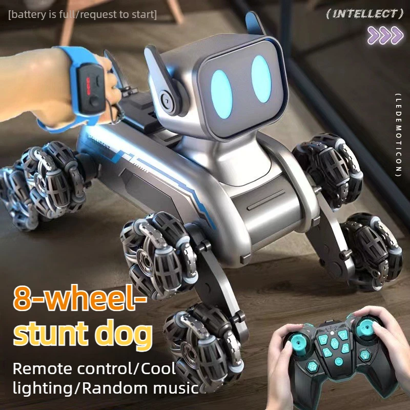 

Intelligent robot dog eight wheel stunt remote control car, holiday gift, four-wheel drive off-road climbing remote control car