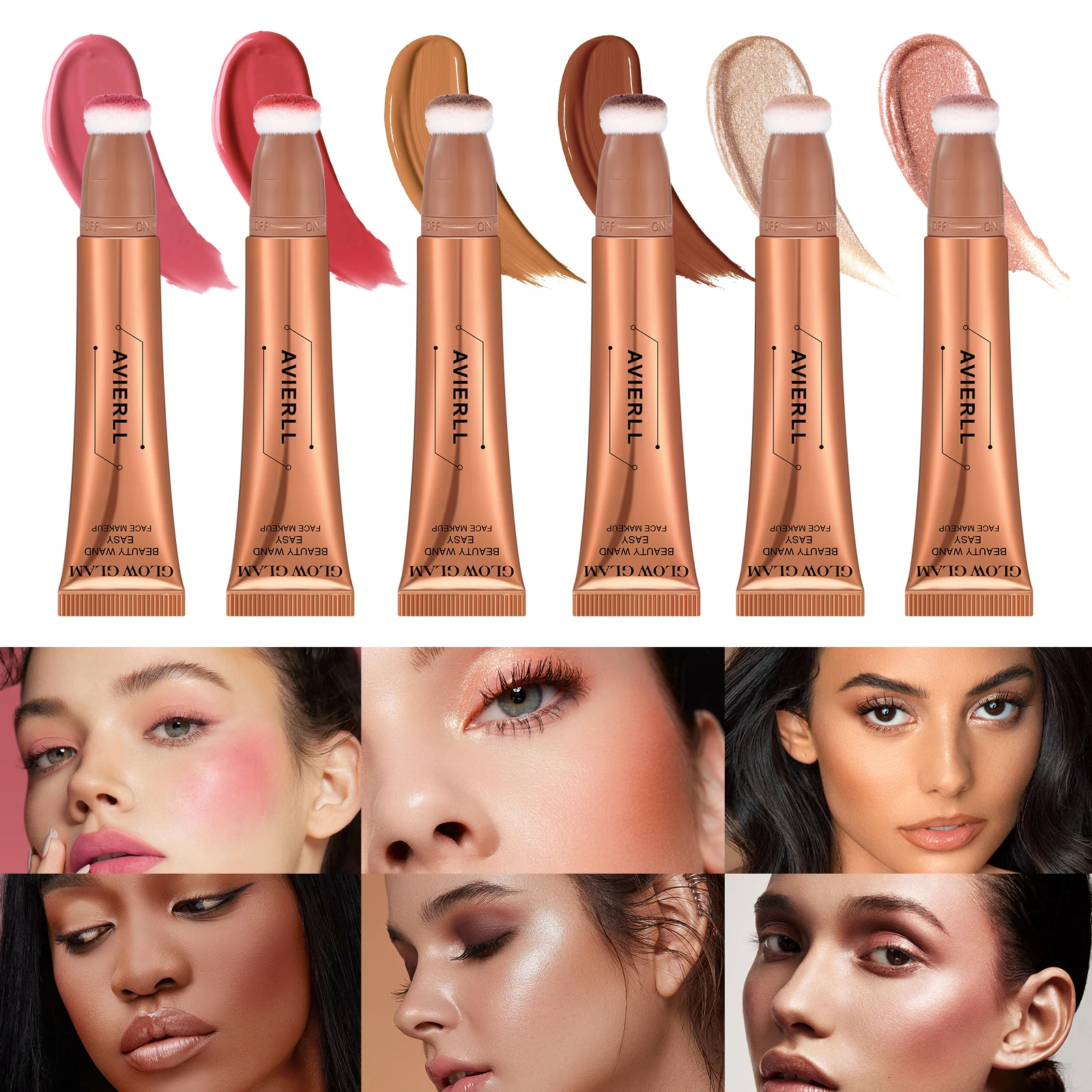 مكياج كريمي AVIERLL 3 في 1: هايلايت، كونتور، كونسيل - مرطب، مقاوم للماء ويدوم طويلاً للبشرة الخالية من العيوب 0.63 أونصة/1 قطعة #6