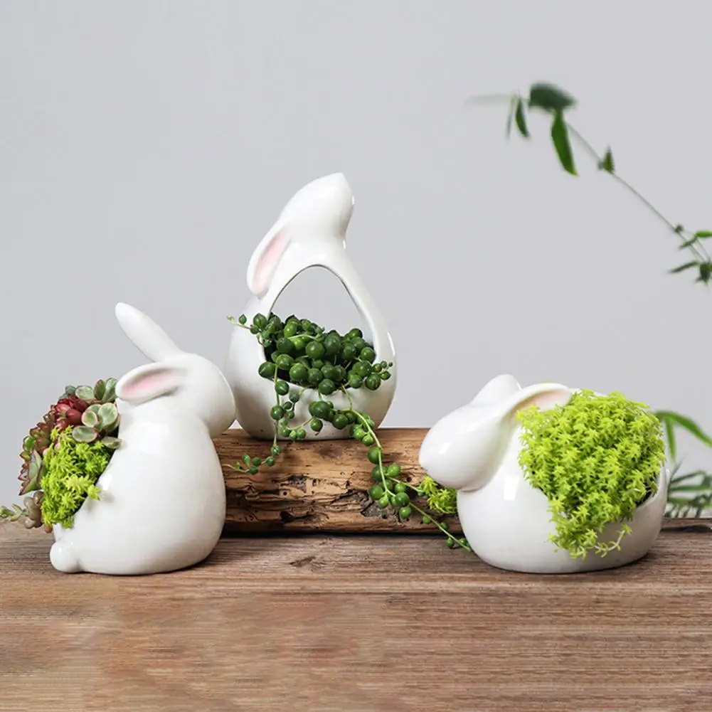 Flower Pot Convenient Lightweight Decorative Rabbit Shape Flower Pot   Flower Planter  Succulent Accessories