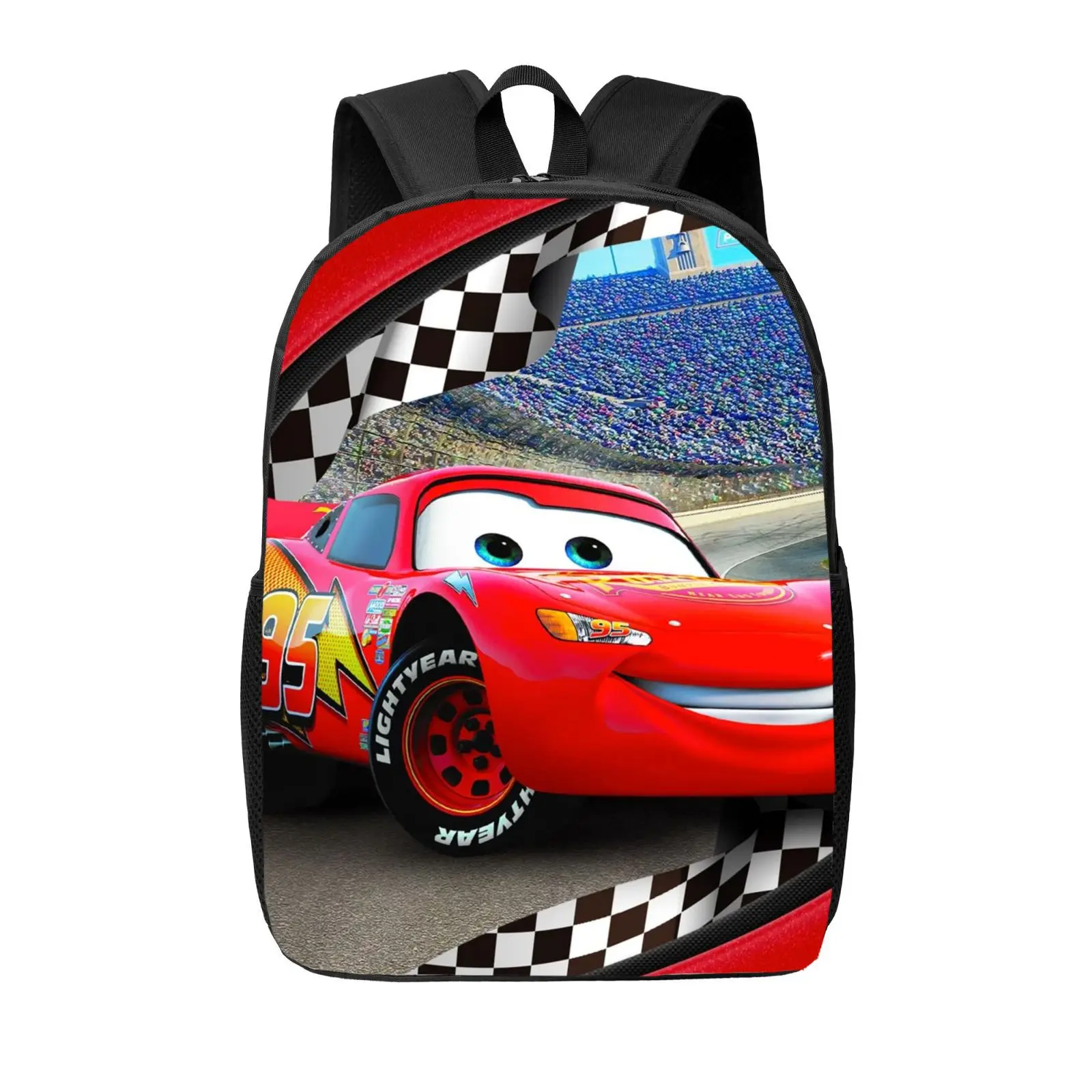 قطعة واحدة من حقيبة ظهر ديزني لايتنينج ماكوين Racing Car مطبوعة للجنسين خفيفة الوزن مناسبة لملابس غير رسمية هدية مثالية
