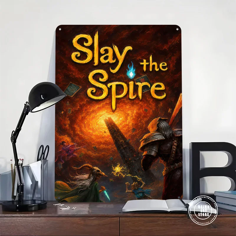 Slay the Spire Game Art Poster Retro 3D Printed Metal Signs Customized Wall Hanging Gift for Office Decor Room Tin Sign Home