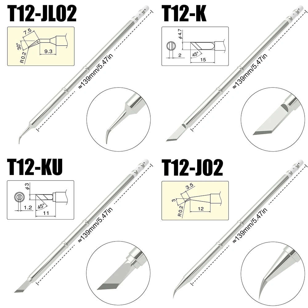 Серия паяльных жал T12, набор из 4 предметов для сварочной станции T12, сменное жало для ремонта сварочной станции, не применимо, наконечник FM65 T65 SH72