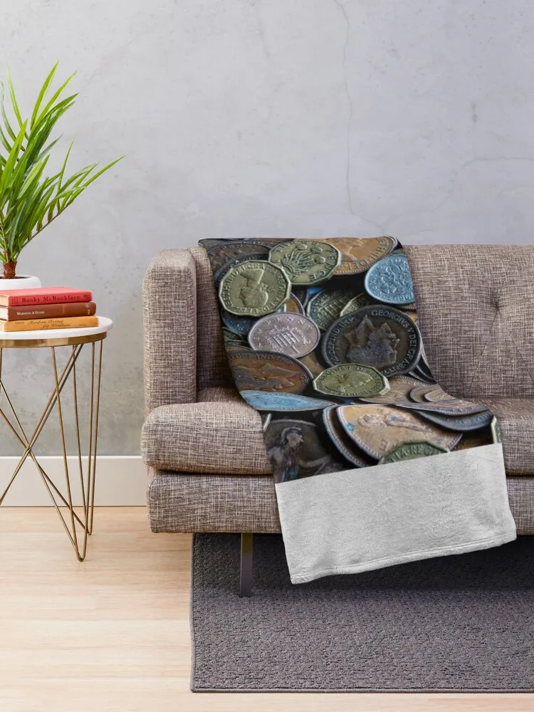 Pile of Old British Coins 2 Throw Blanket warm for winter Beautifuls Blankets