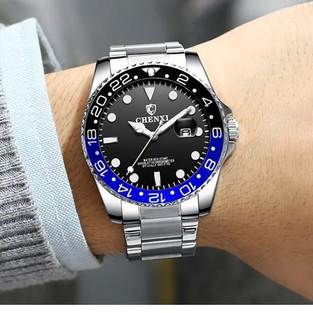 CHENXI-Reloj de pulsera para hombre y mujer, accesorio sencillo de lujo, resistente al agua, luminoso, de negocios