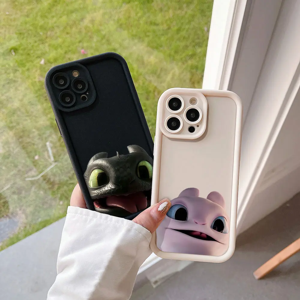 Lovely couple Camera Protection Case For iPhone 15 14 13 12 11 Pro Max Mini XR XS X 7 8 Plus Cover Funda Toothless Fury Dragon