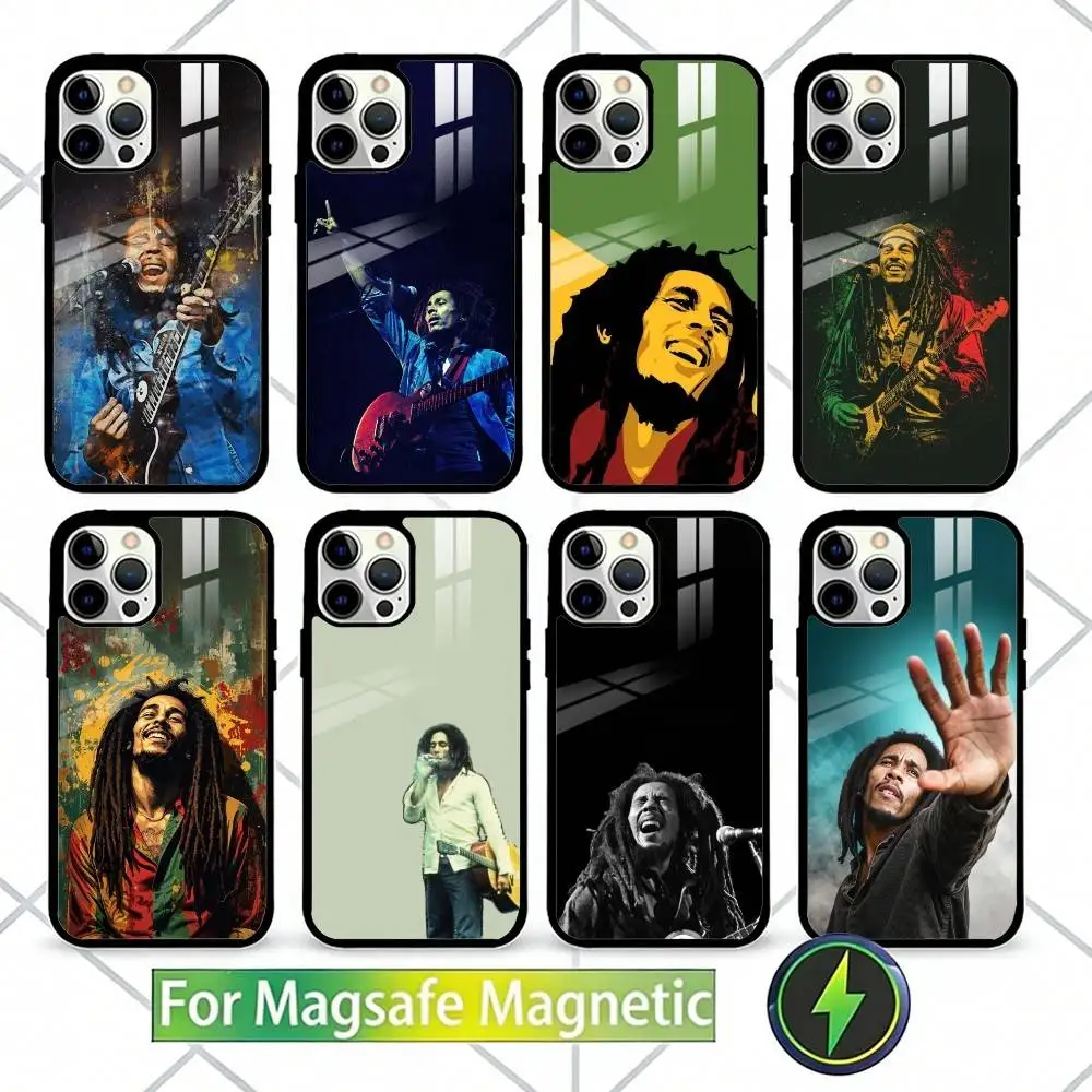 

B-Bob M-Marley Singer Phone Case For iPhone17,16,15,14,13 Plus,Pro Max Magnetic For Magsafe Wireless Charging
