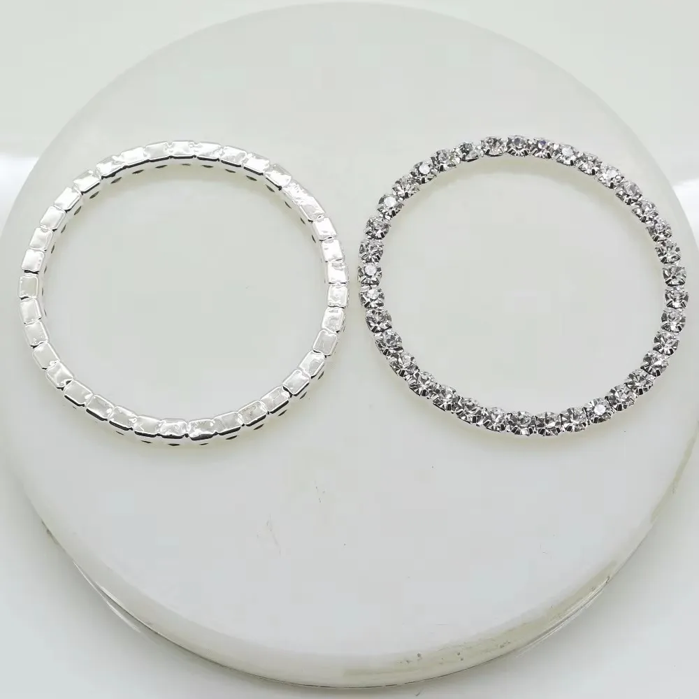 New 10pcs/pack 50mm No pole Silver Rhinestone buckles slide buckles/DIY hair accessory/Wedding Initiation Ribbon Crystal