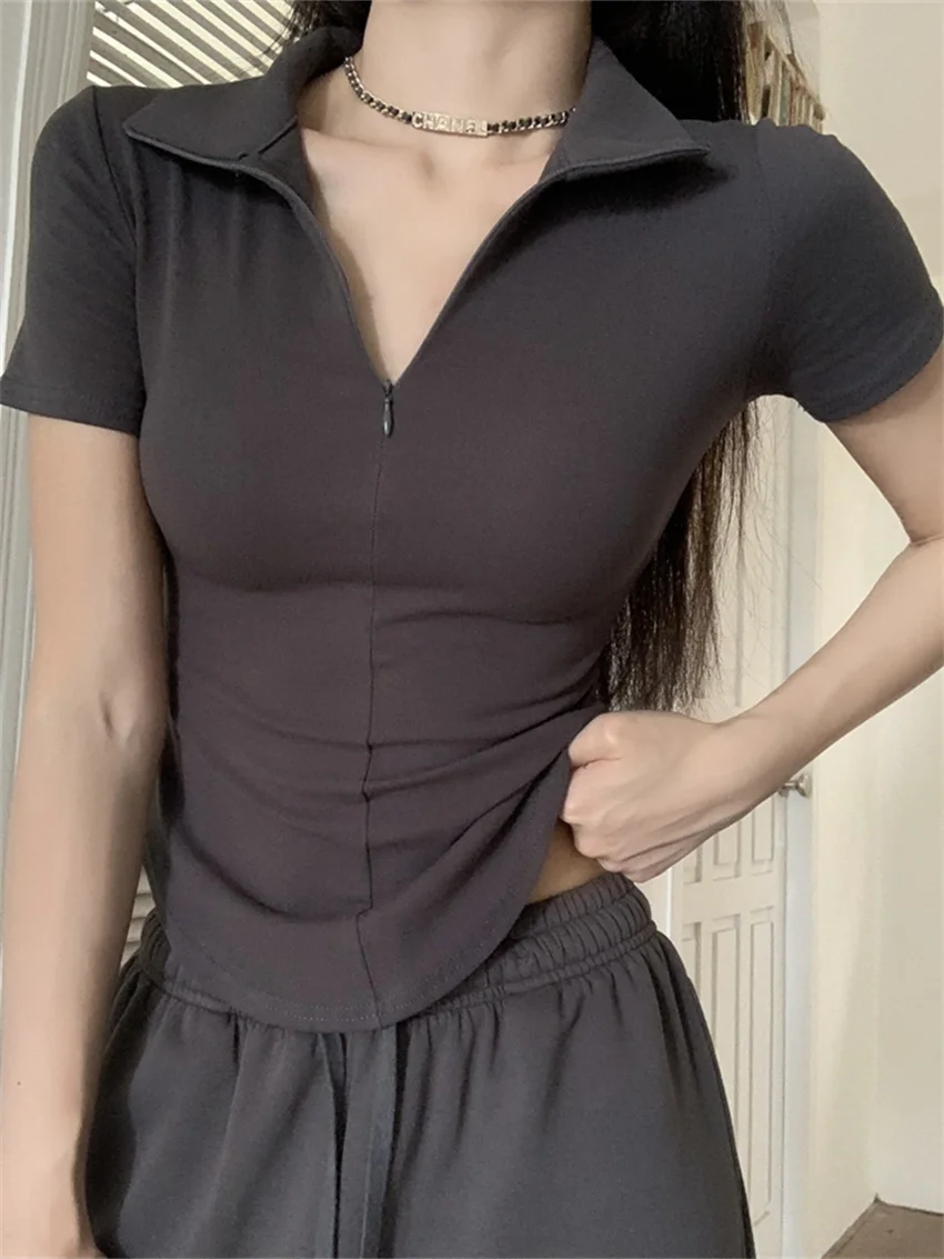 

PLAMTEE 2023 Hot Girls Women Tees Solid New Short Sleeve Slim Office Wear Casual Lady Sexy OL Short Sleeve Summer T-Shirts