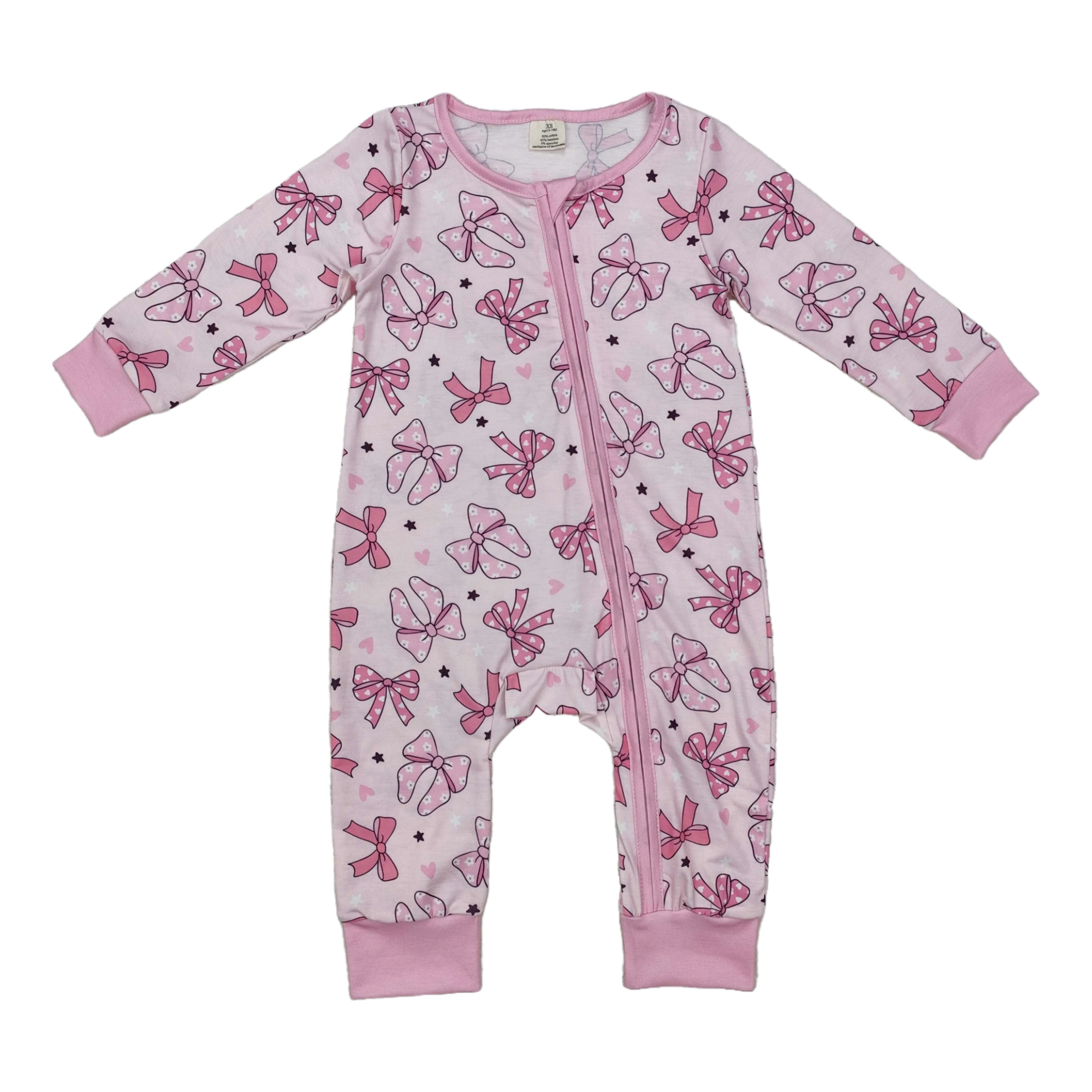 

Рождественский комбинезон для маленьких девочек, детский цельный комбинезон с бантом для новорожденных, боди с длинными рукавами, комбинезон на молнии с рюшами, оптовая продажа