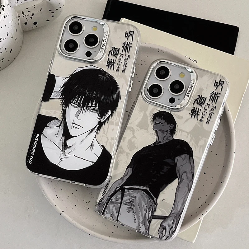 Anime Jujutsu Kaisen Kais tyrant Fushiguro Toji silvering Case for iPhone 16 15 14 13 12 11 Pro Max luxury hard cover funda