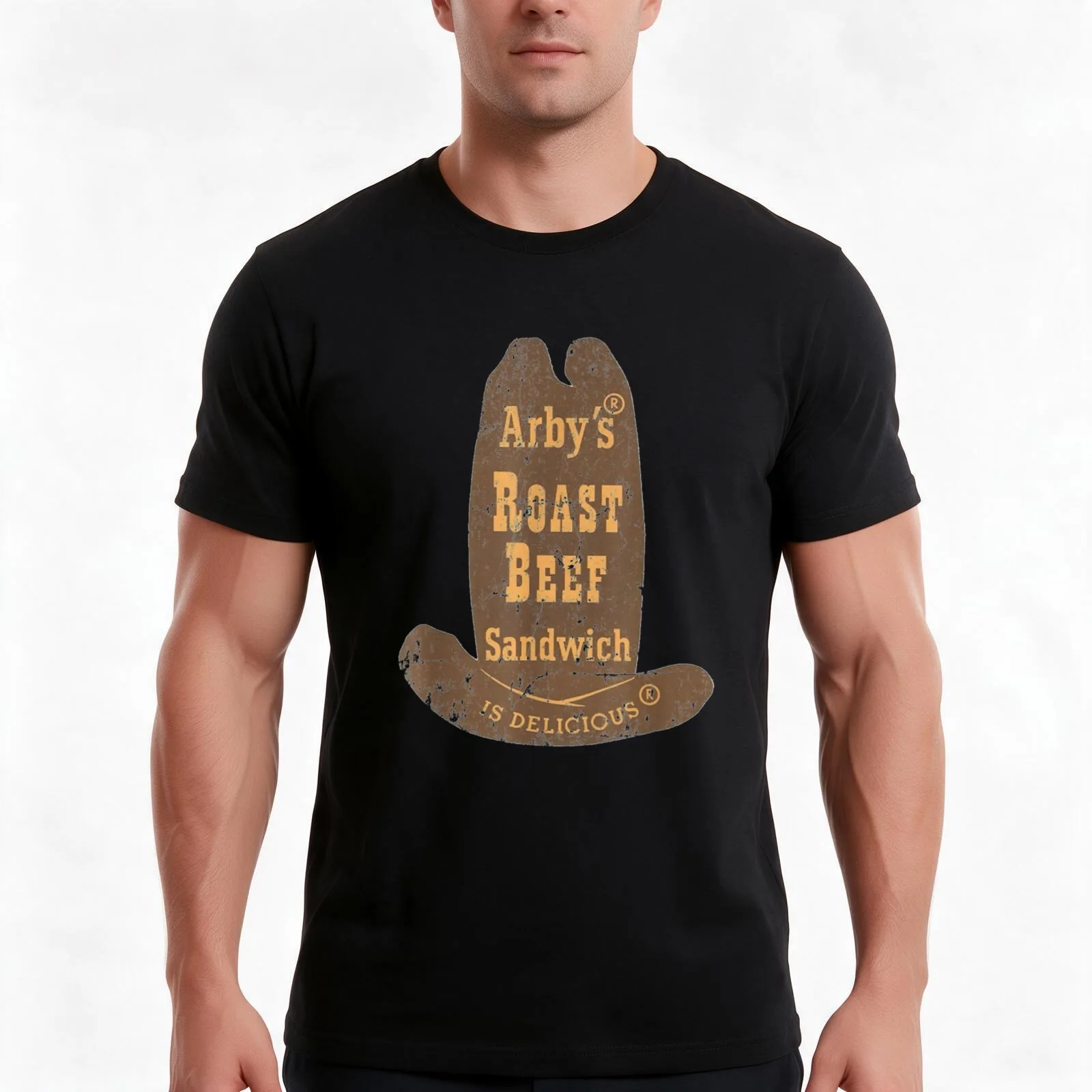 Arby's Roast Beef T-Shirt, Summer Casual Cotton Tee, Oversized Streetwear Tops, Vintage Graphic Print, Loose Fit Short Sleeve
