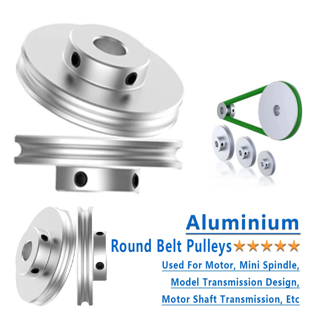 Aluminum alloy  round single groove pulley spindle motor model transmission wheel small motor pulley round pulley OD 30~100mm