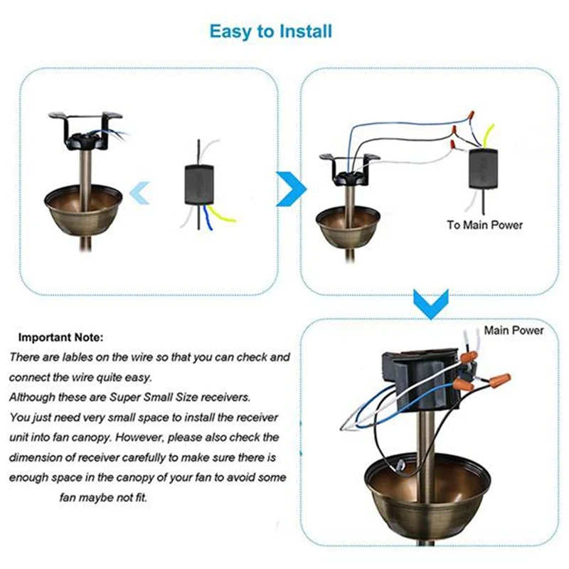 Ceiling Fan Remote Control Kit, Black-White PC Ceiling Fans Light Remote, Speed, Light & Timing Wireless Control