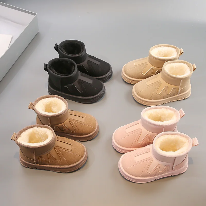 

2025 New Warm Girls' Winter Cotton Boots Children's Short Boots with Fleece and Anti-Slip for Winter