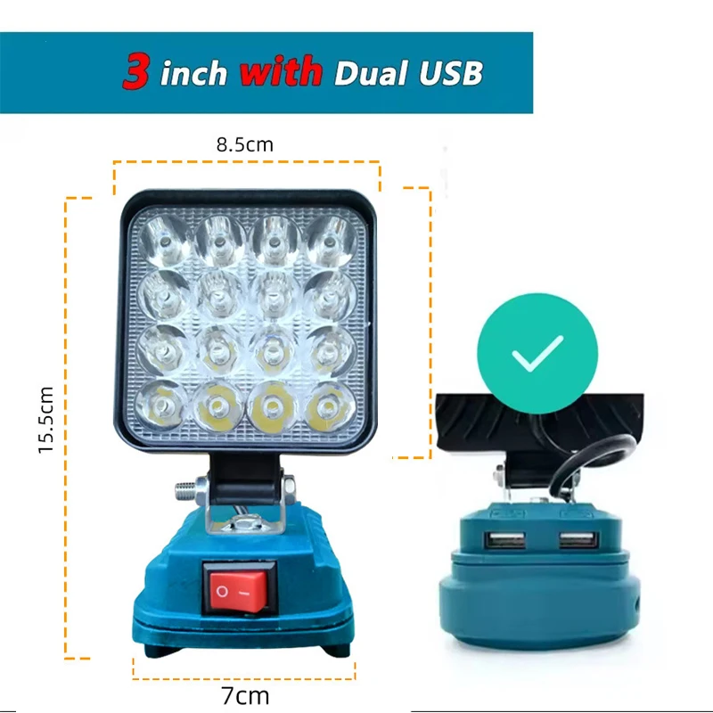NONE 14,4 V-18 V Li-Ion Batterie Laterne Outdoor Taschenlampe 3 Zoll Schnurlose LED Arbeitslicht Camping Lampe Notbeleuchtung 7
