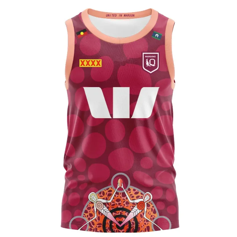 

2024 QUEENSLAND MAROONS MENS INDIGENOUS RUGBY SINGLET JERSEY size S--5XL ( Print name and number )