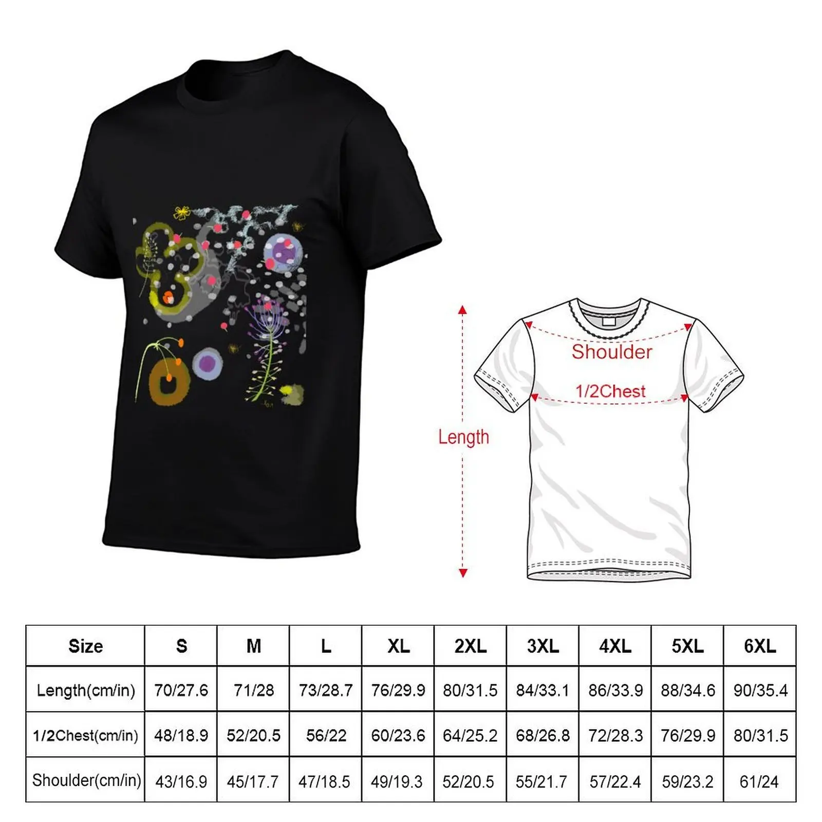 Flower and Snow Shadows Pattern T-Shirt, Summer Casual Cotton Tee, Oversized Streetwear Tops, Vintage Graphic Print, 100% Cotton