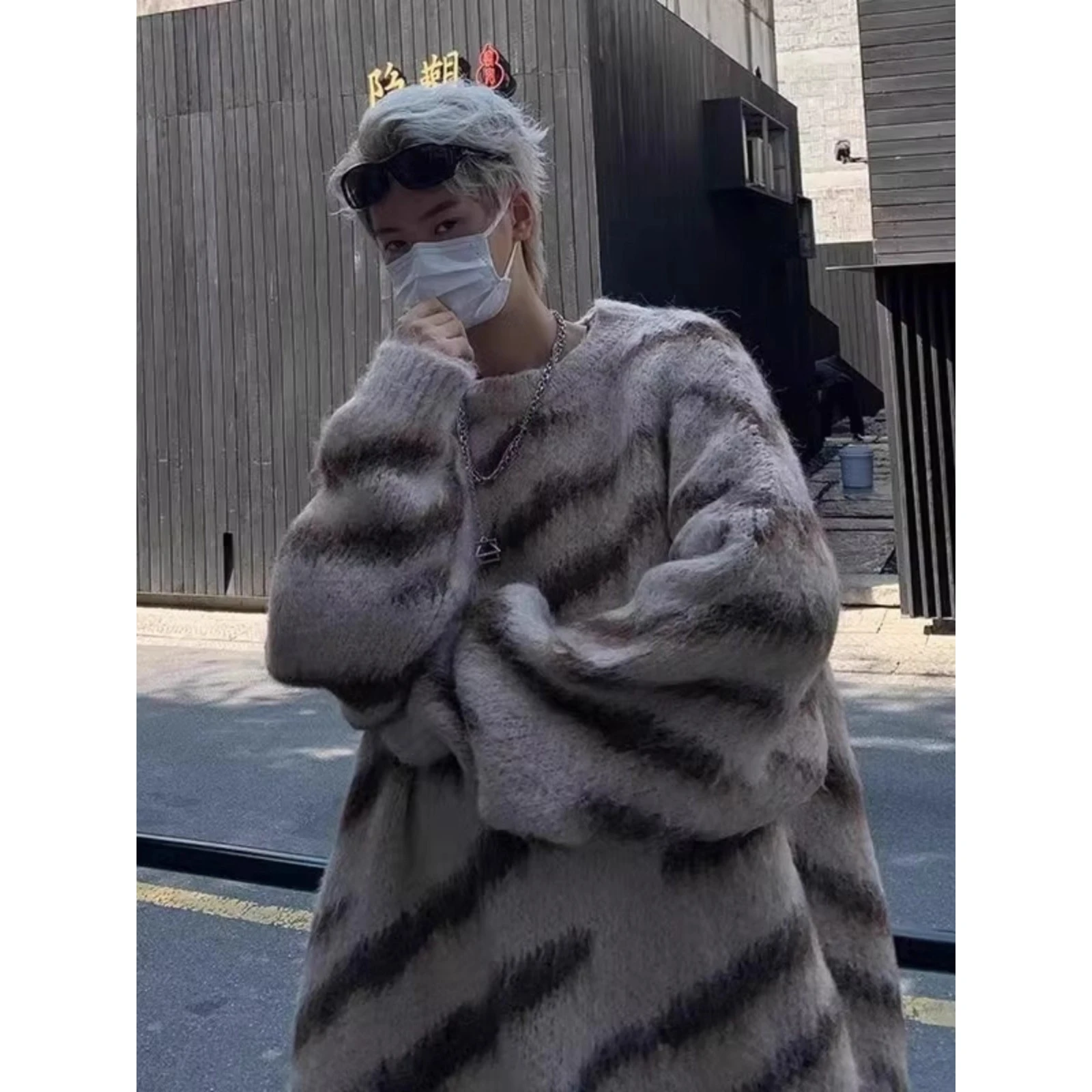 Men's Thiened Knitted Sweater Zebra Pattern Lazy Sle Outerwear Autumn Winter Large Size 300 Pou Casual Faion Polyest...