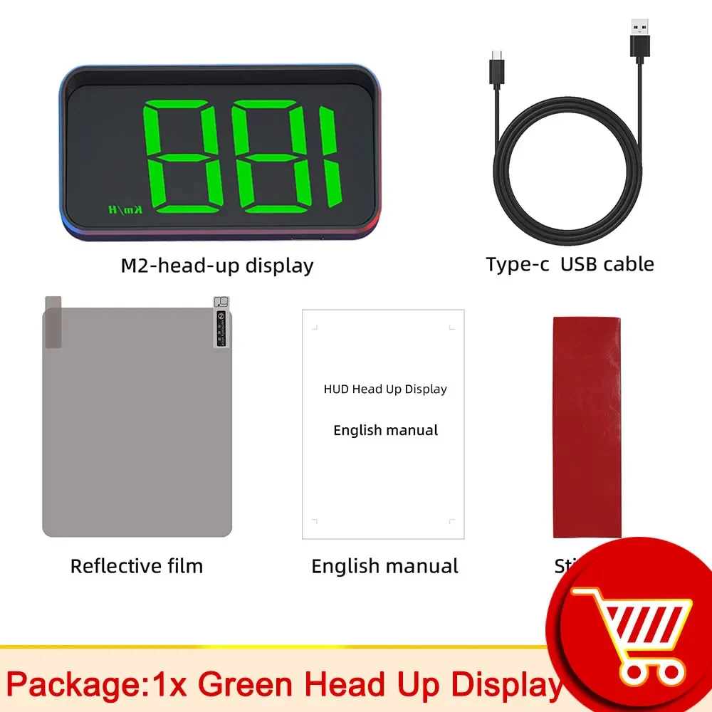 M2 HD Auto Head-up Display GPS Snelheidsmeter KM/H Digitale HUD Voorruitprojector Universele Auto-elektronica Accessoire
