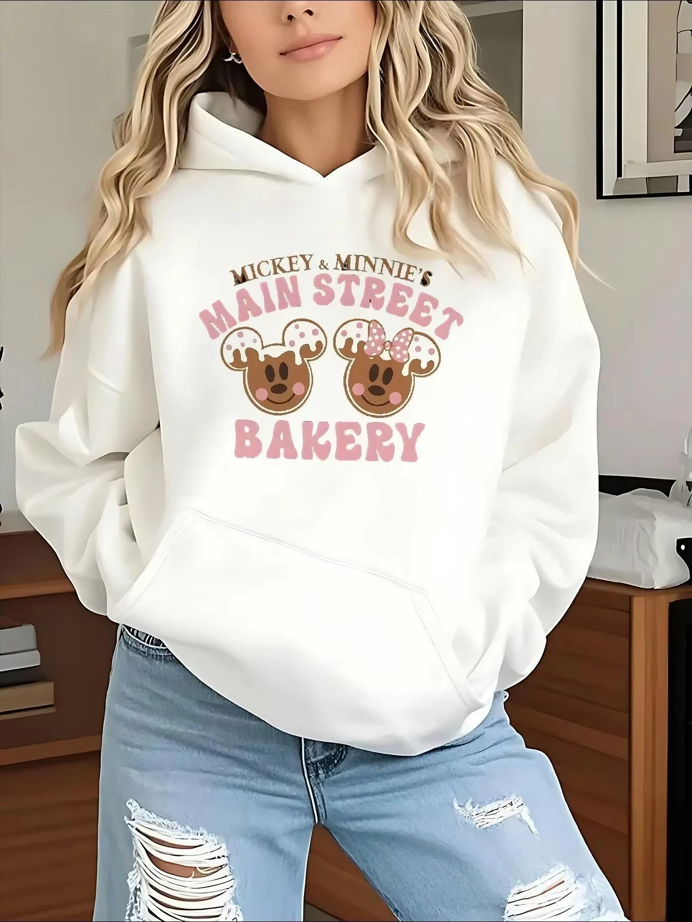 

Disney Mickey Mouse Christmas Women Hoodie Autumn Winter Fleece Casual Unisex Sweatshirt Clothing Hoody Oversized Streetwear