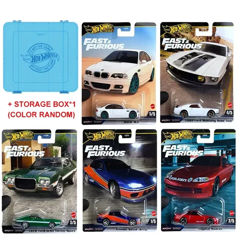 Original Hot Wheels Premium Car Fast & Furious Boys Toys 1/64 Diecast Nissan Silver Ford Mustang Gran Torino BMW M3 Toyota Gift