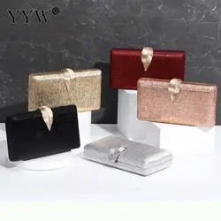 Fashion Women Clutch Evening Bag Metal Leaf Hasp Bridal Glitter Blings Handbag With Chain Wedding Party Purse Women Evening Bags