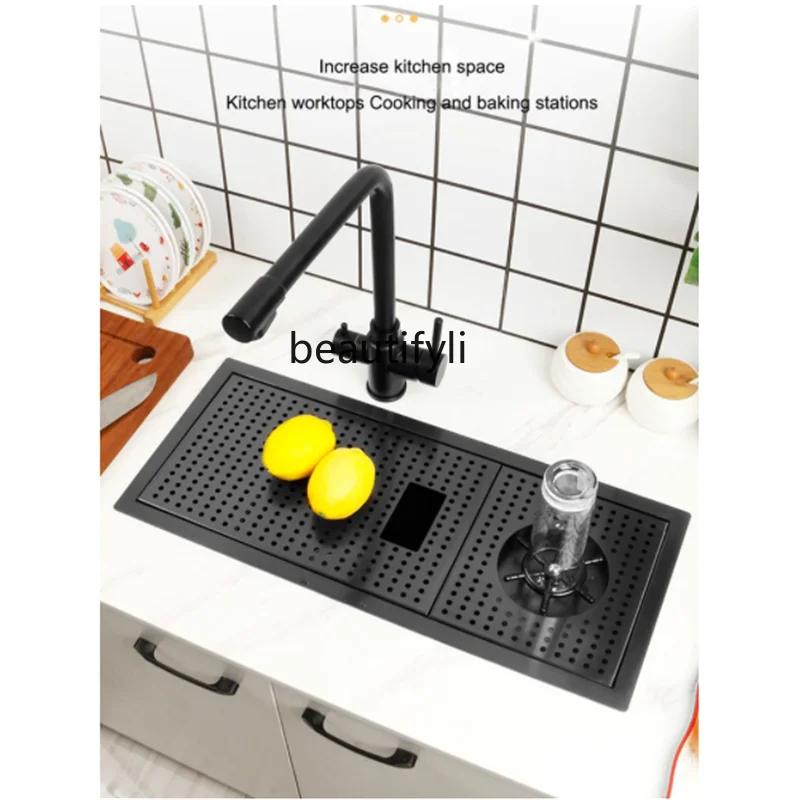 Imagem -05 - Hidden Cup Washer Sink Nano Bar Coffee Shop Milktea Cozinha Ocidental Mini Handmade Basin Único Slot Gabinete com Pias yj