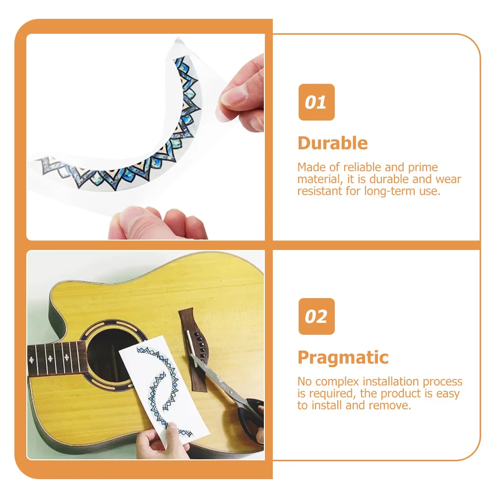 

2Pcs Guitar Rosette Inlay Sticker Sound Hole Decor for Acoustic Guitar Exquisite Design Easy to Install No Tools Needed