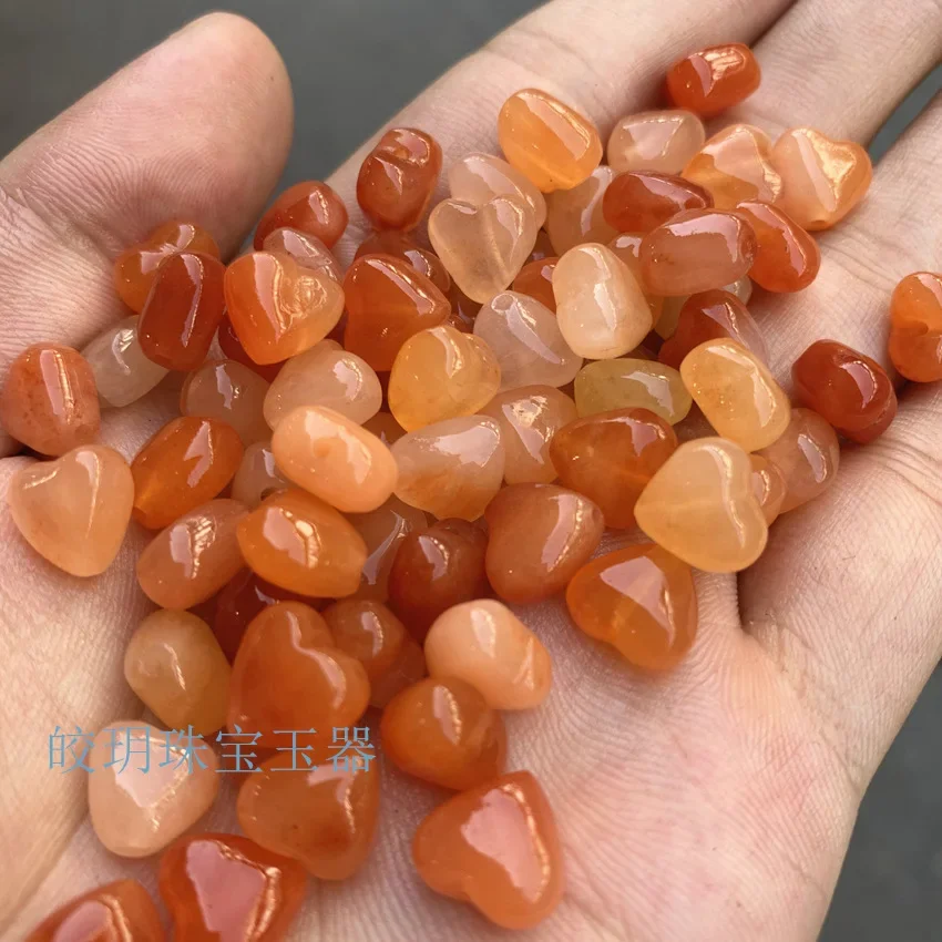 Wholesale Ice Kind Gold Silk Jade Love Parts DIY Through Hole Gold Silk Jade Careful Heart Bracelet Lanyard Accessories