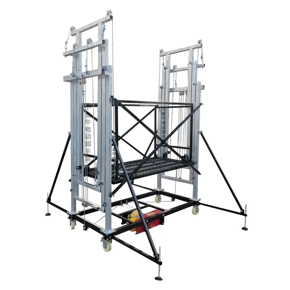 

New movable remote control lifting platform for electric scaffolding, hot-dip galvanized three-section mast model